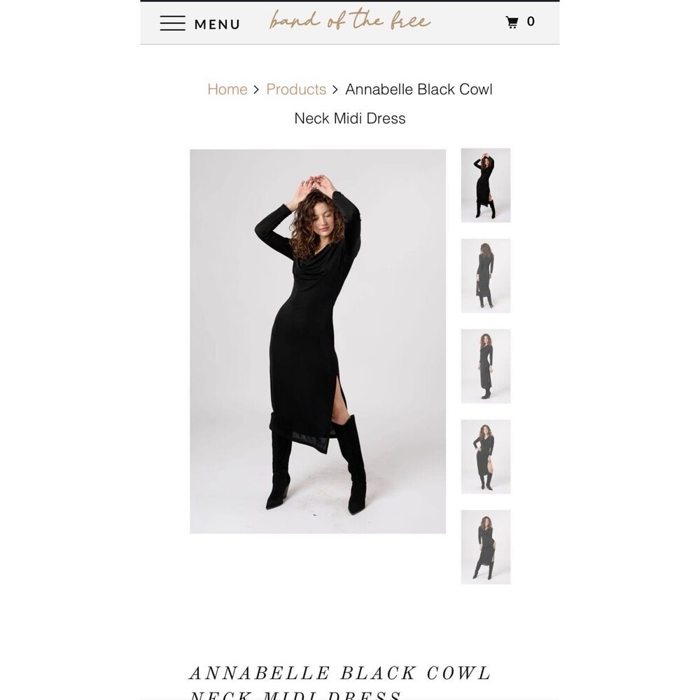 NWT small black cowl neck midi dress